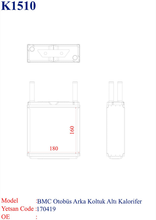 BMC Under-Seat Heater for Buses