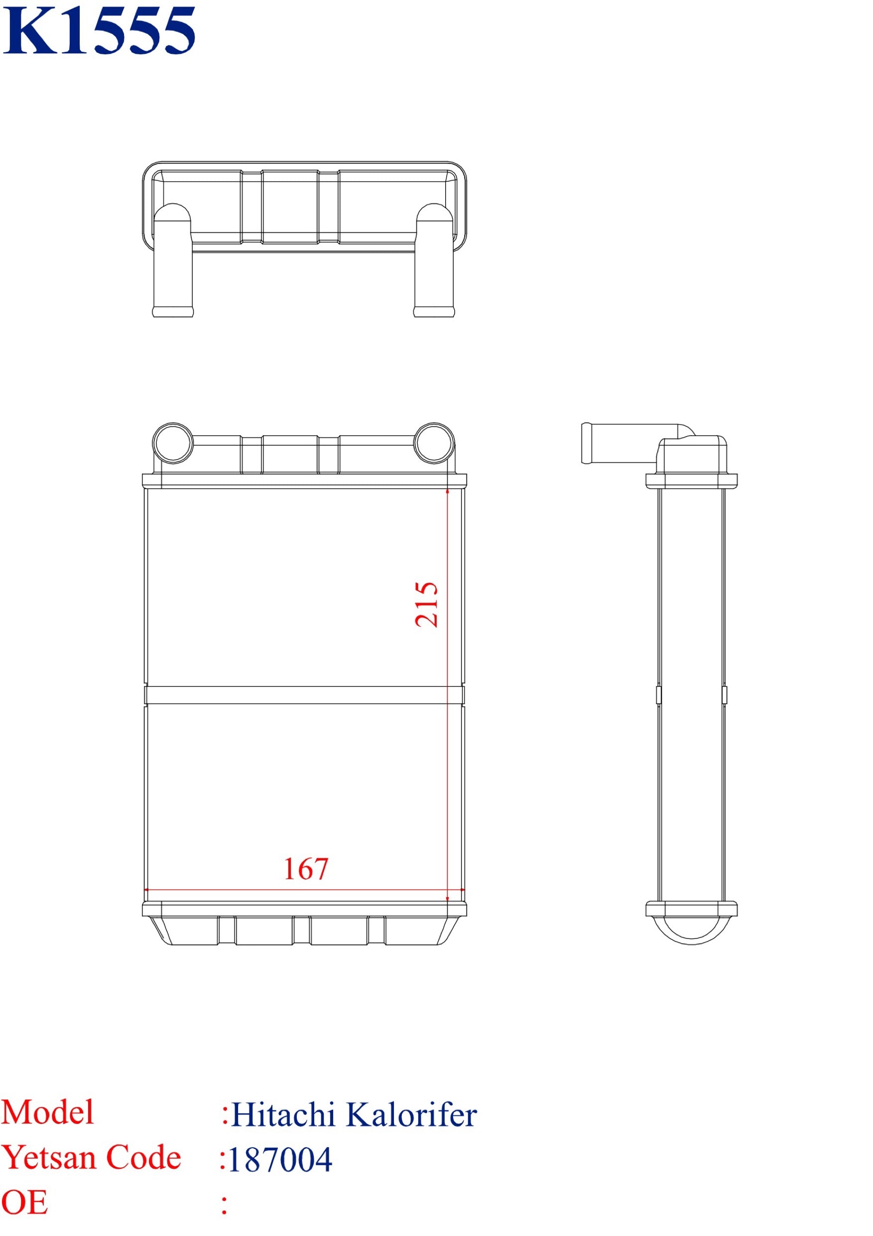 Hitachi Heater Core Yetsan Catalog