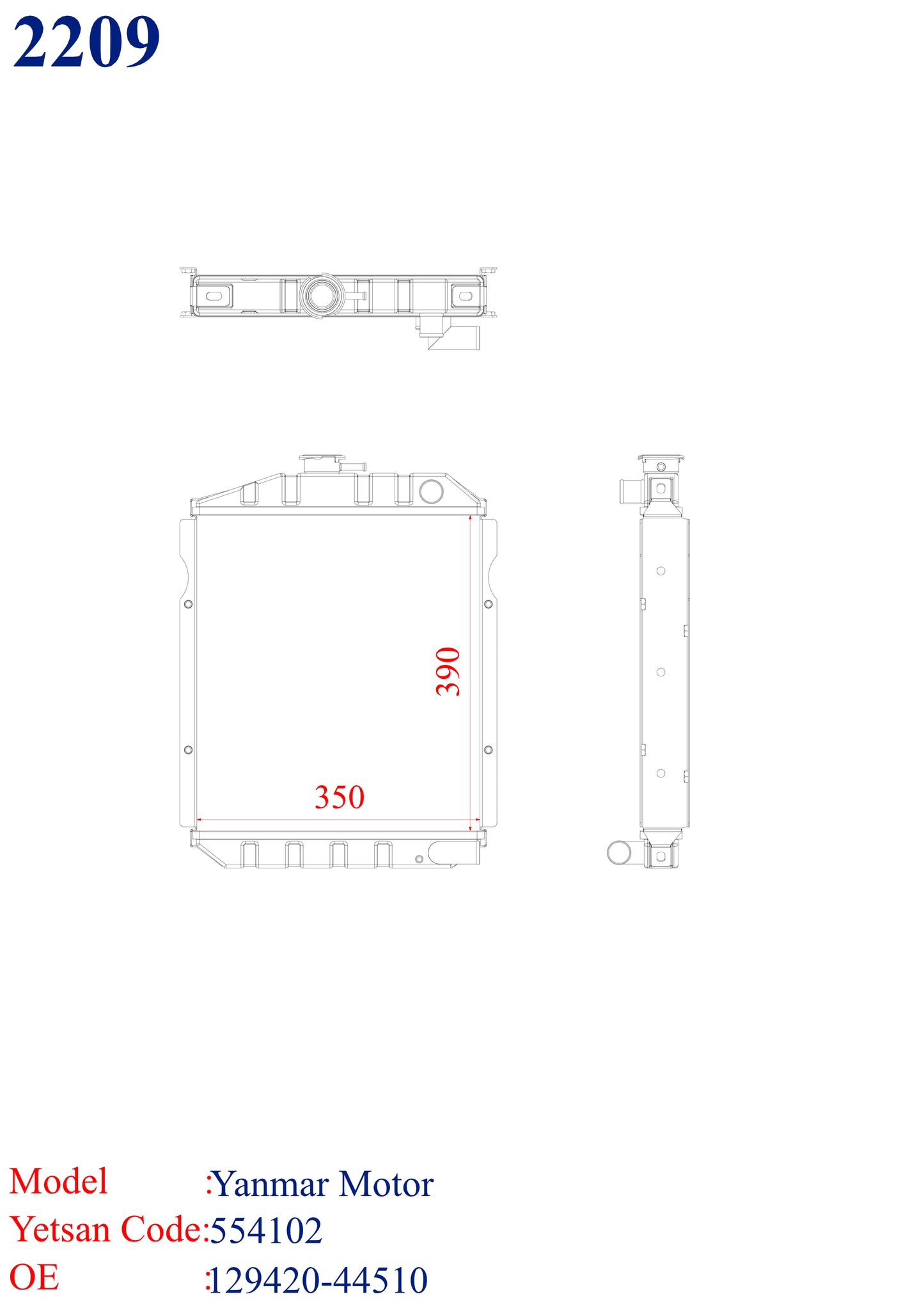 YANMAR Engine Radiator ( 129420-44510 )