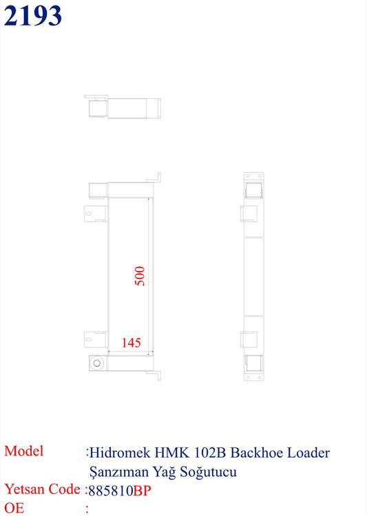 HIDROMEK HMK 102 B Backhoe Loader Transmission Oil Cooler Model 2004