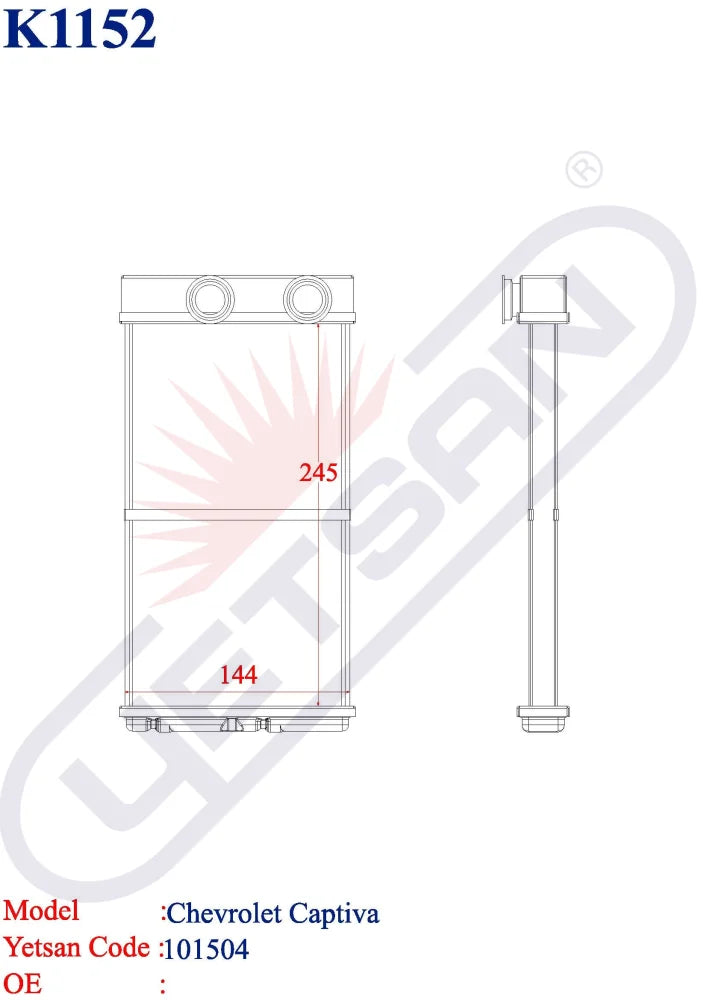 CHEVROLET Captiva Heater Core Yetsan Catalog