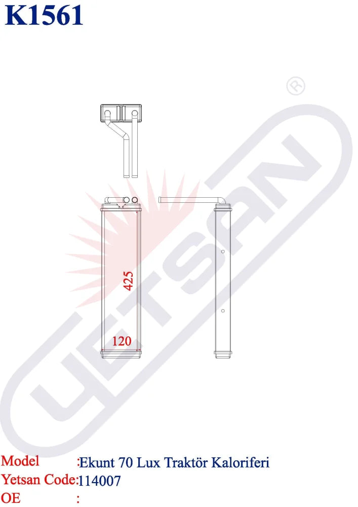 ERKUNT 70 Lux Tractor Heater Core Yetsan Catalog