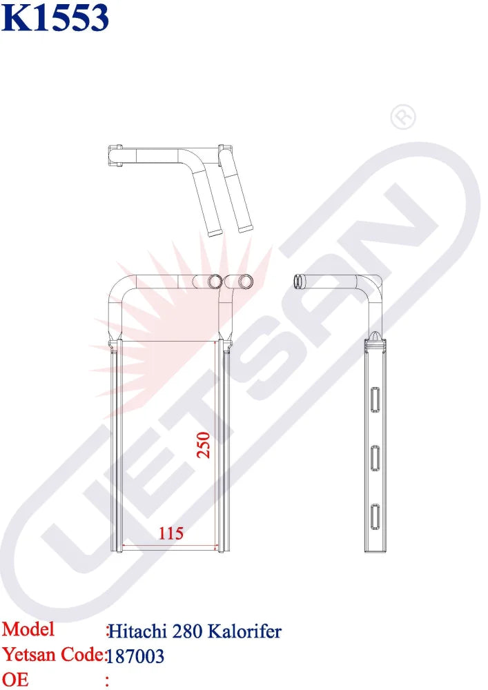 HITACHI 280 Heater Core Yetsan Catalog