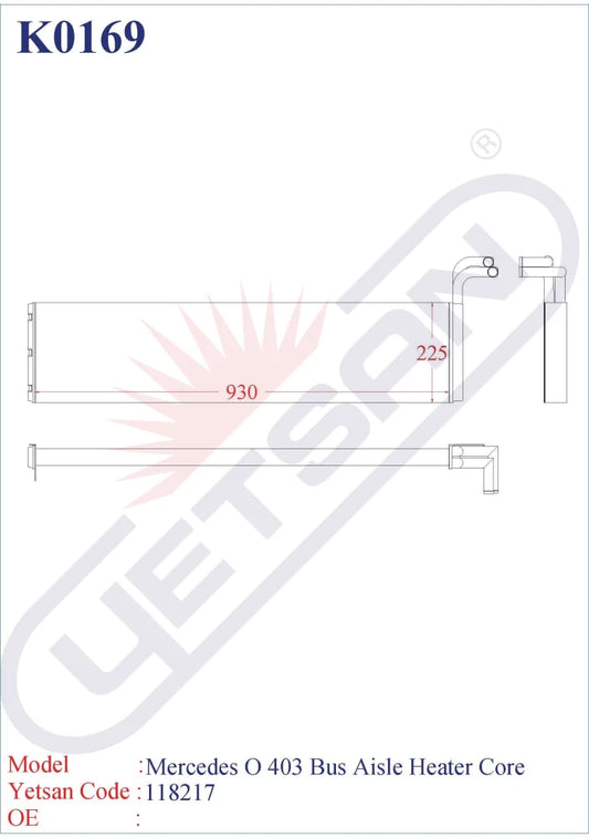 Mercedes Benz O 403 Bus Aisle Heater Core