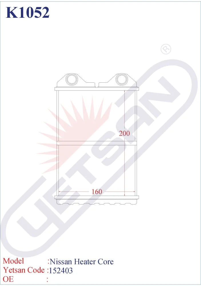 NISSAN Heater Core Yetsan Catalog