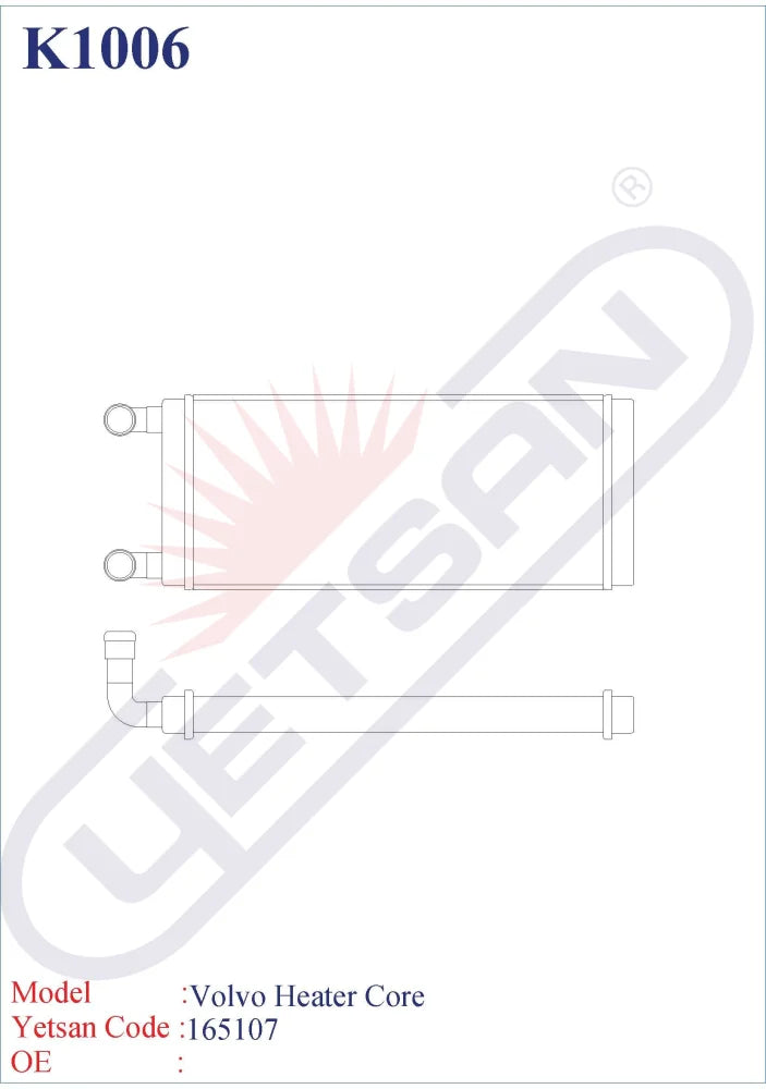 VOLVO Heater Core Yetsan Catalog