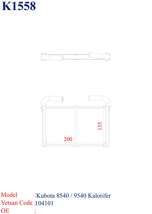 KUBOTA 8540 / 9540 Heater Core