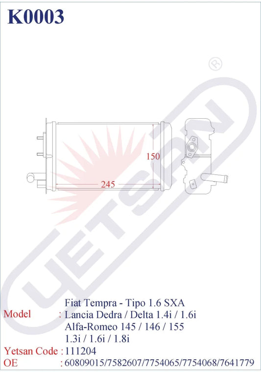 Alfa Romeo 145 (94-) 1.3I / 1.4 Ts 16V 1.6I 16 1.8I 1.8Ts 146 2.0 1.9 Td 155 (92-) 1.7 Turbo Q4 2.5