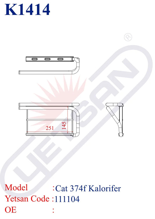 Cat 374F Heater Core