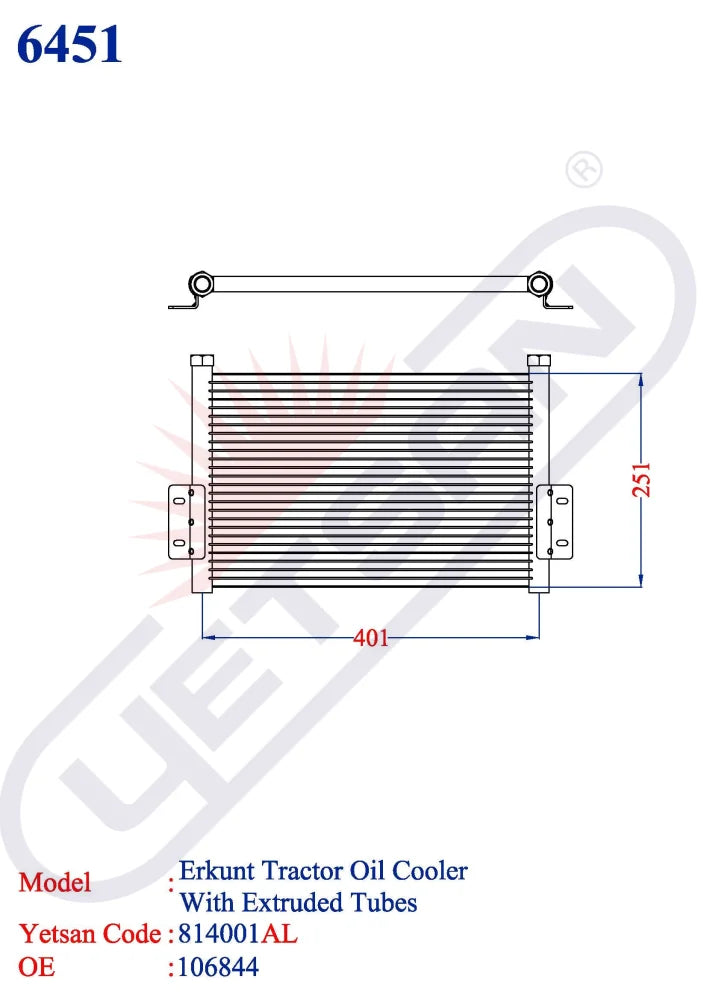 Erkunt Erkunt Tractor Oil Cooler (With Extruded Tubes)