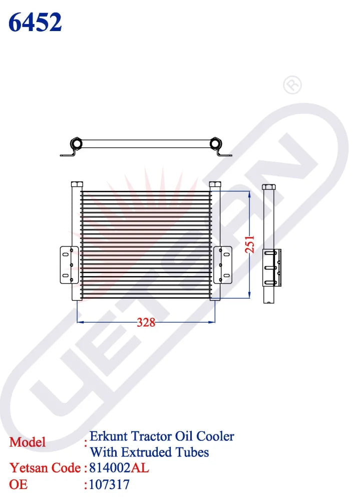 Erkunt Tractor Oil Cooler (With Extruded Tubes)