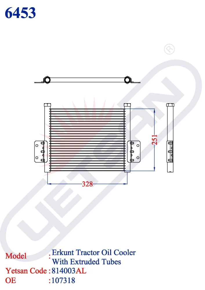 Erkunt Tractor Oil Cooler (With Extruded Tubes)