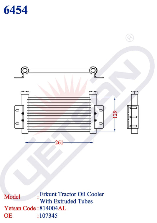 Erkunt Tractor Oil Cooler (With Extruded Tubes)