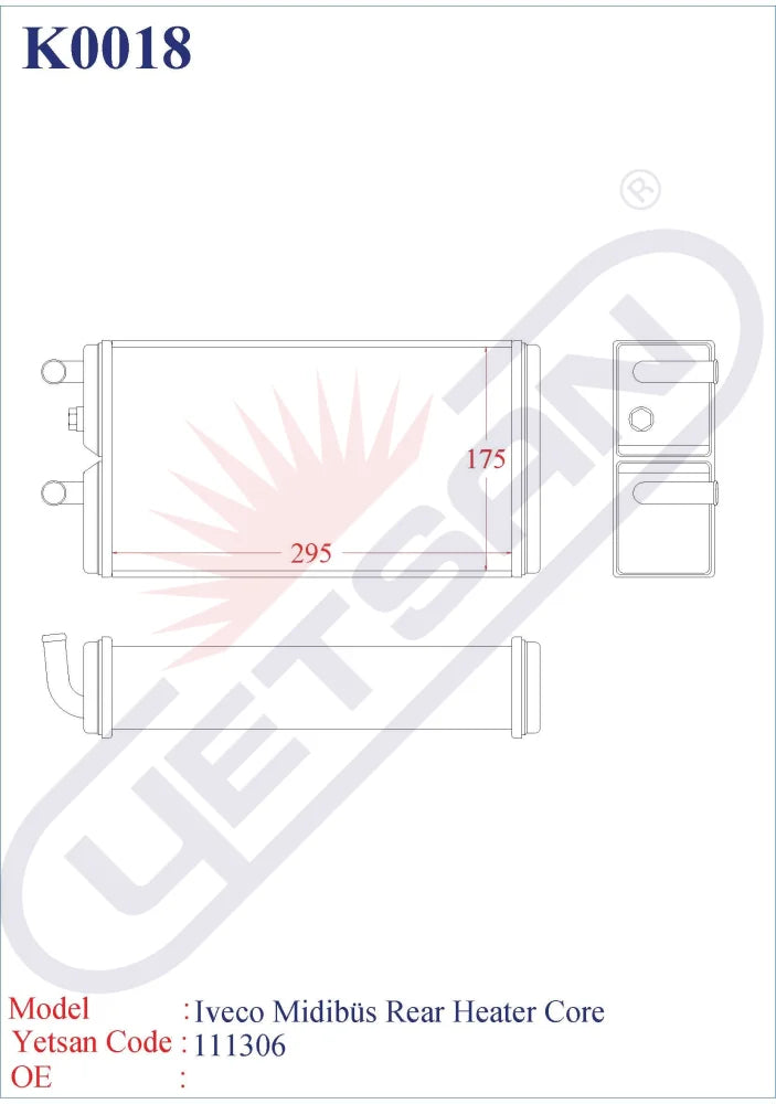 Fiat Iveco Midibus Rear Heater Core