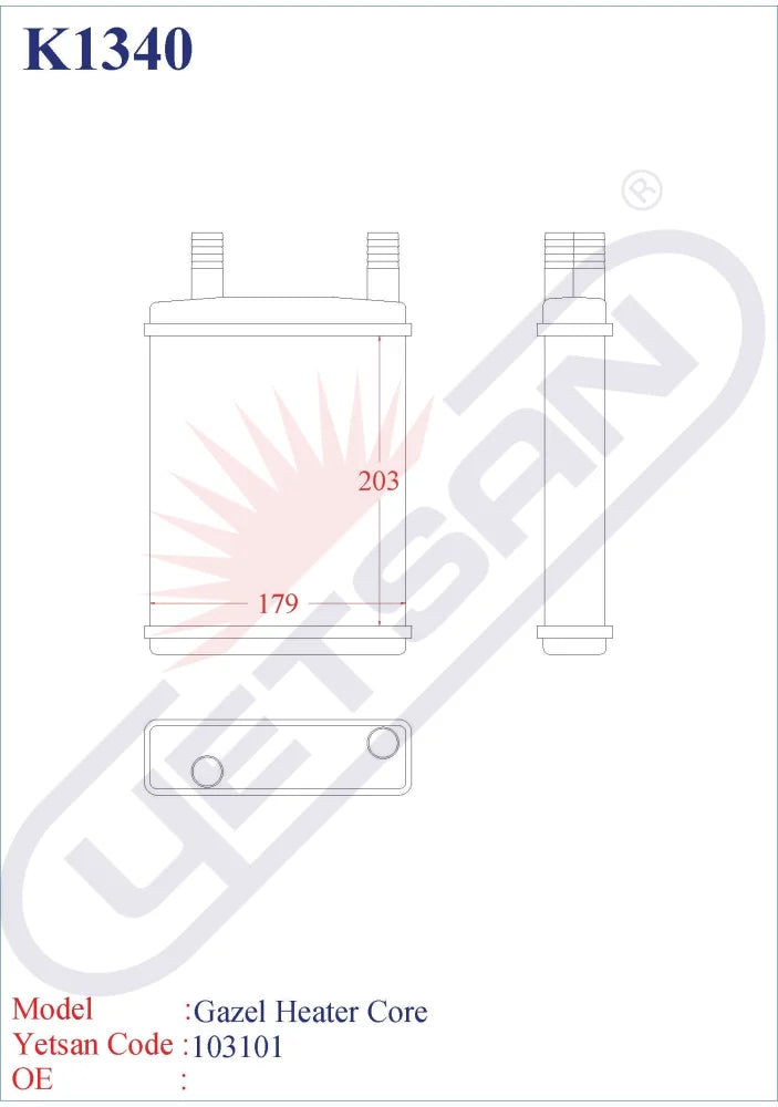 Gazel Heater Core