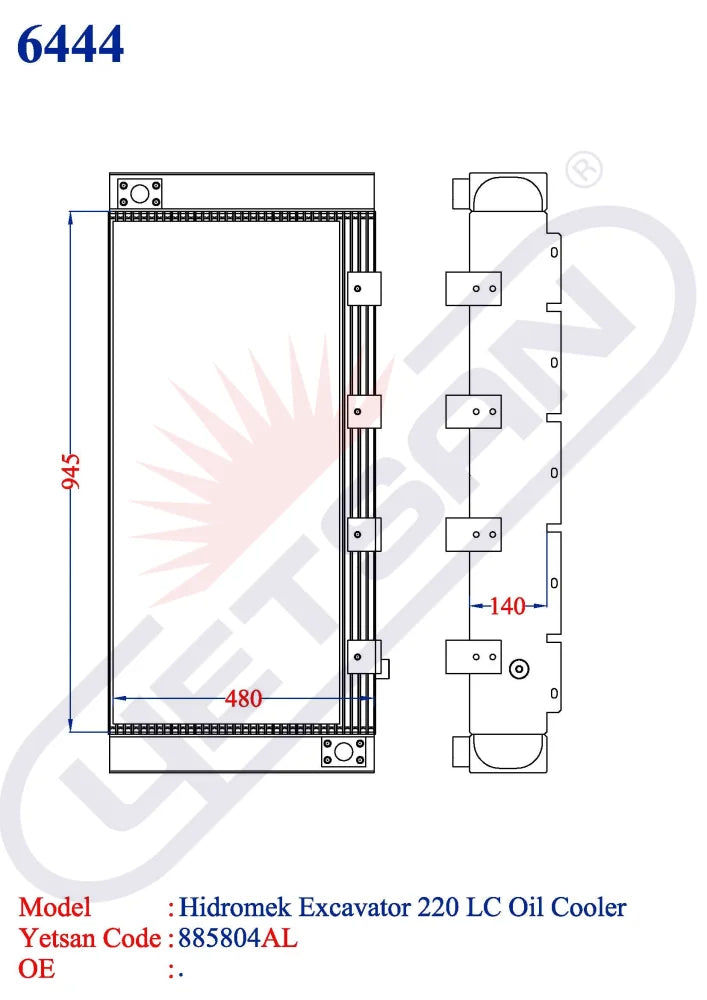 Hidromek Excavator 220 Lc Oil Cooler