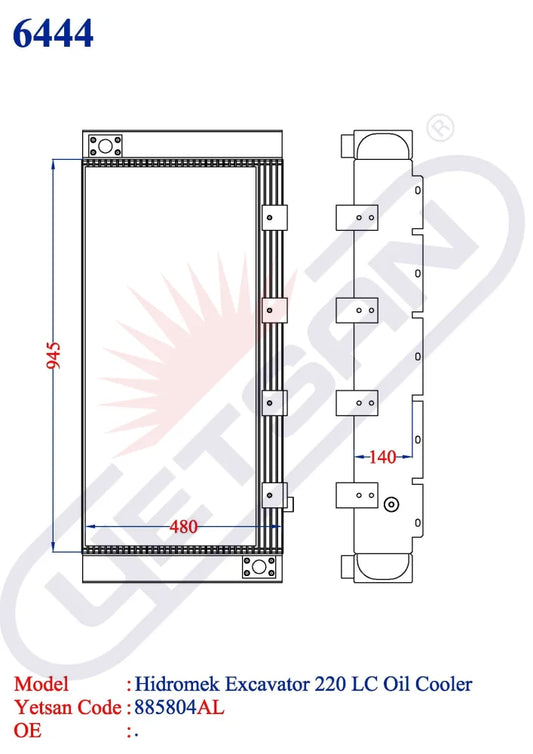 Hidromek Excavator 220 Lc Oil Cooler