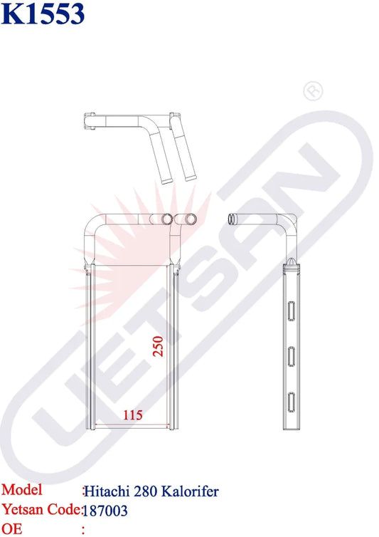 Hitachi 280 Heater Core