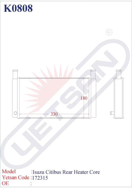 Isuzu Citibus Rear Heater Core