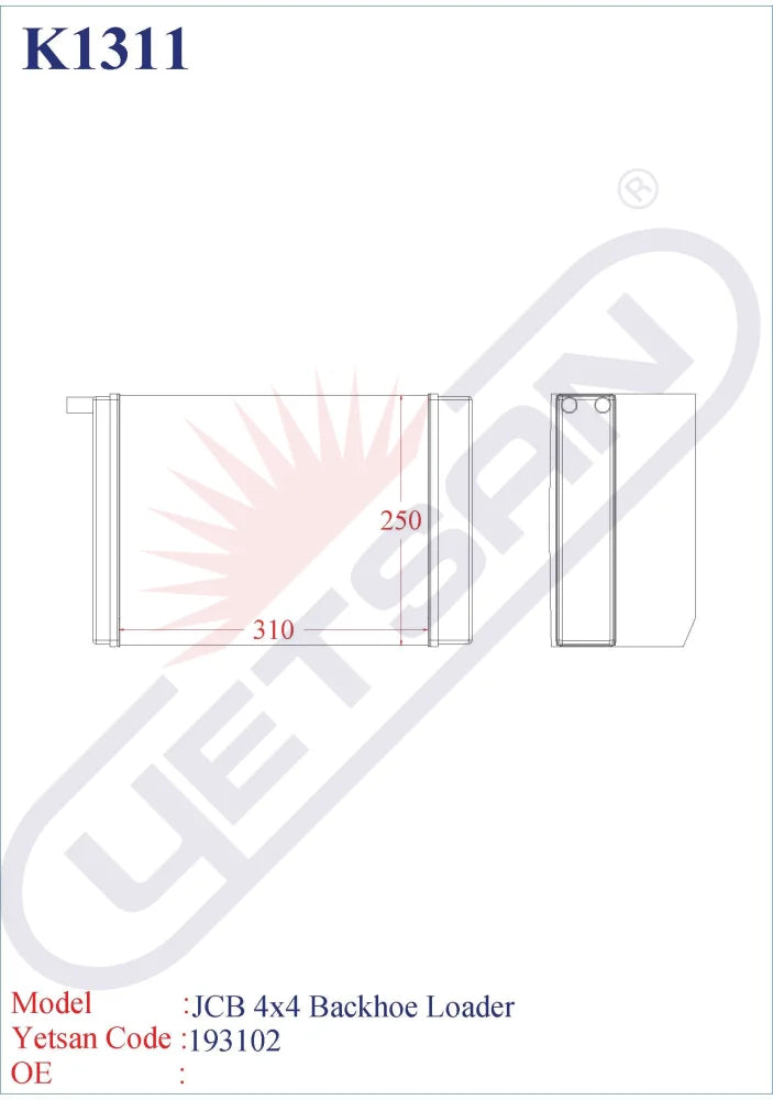 Jcb 4 X Backhoe Loader Heater Core