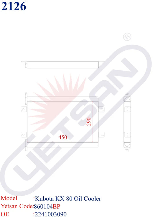 Kubota Kx 80 Mini Excavator Oil Cooler