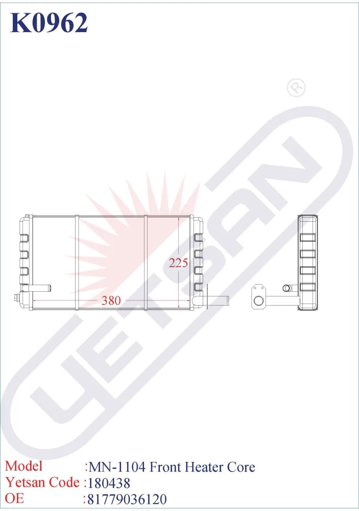 Man Mn-1104 Front Heater Core