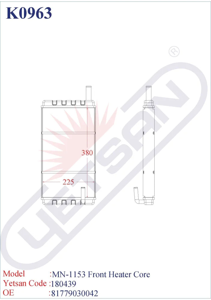 Man Mn-1153 Front Heater Core