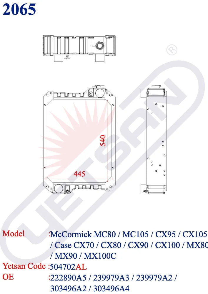 Mc Cormick Mc80 / Mc105 Cx95 Cx105 & Case Cx70 Cx80 Cx90 Cx100 Mx80 Mx90 Mx100C