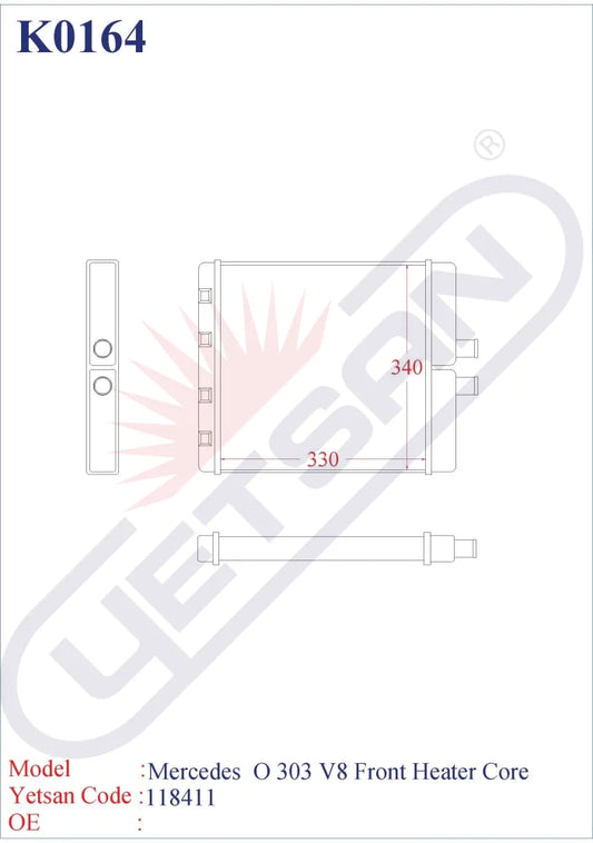 Mercedes Benz O 303 V8 Front Heater Core