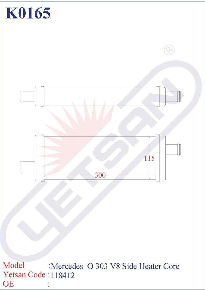 Mercedes Benz O 303 V8 Side Heater Core