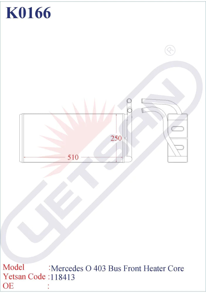 Mercedes Benz O 403 Bus Front Heater Core