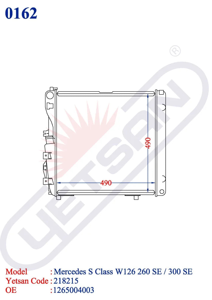 Mercedes Benz S Class W126 260 Se / 300 Sel Radiator