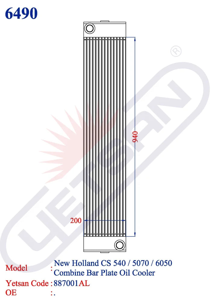 New Holland Cs 540/5070/6050 Combine Oil Cooler