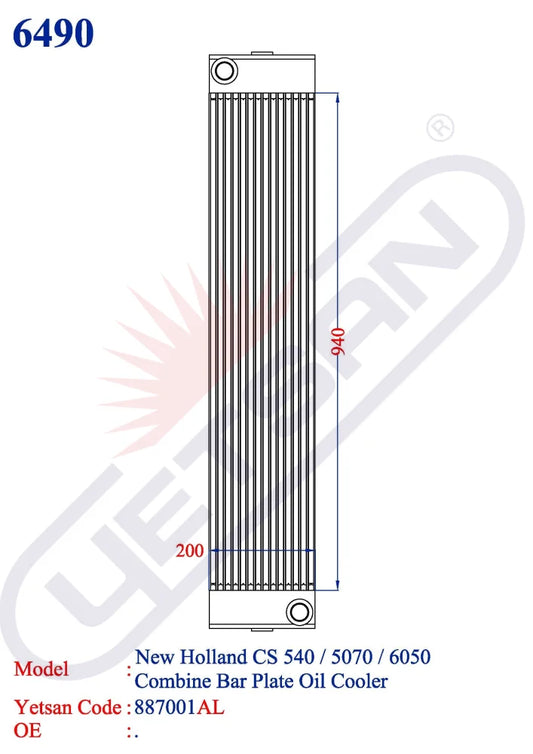 New Holland Cs 540/5070/6050 Combine Oil Cooler