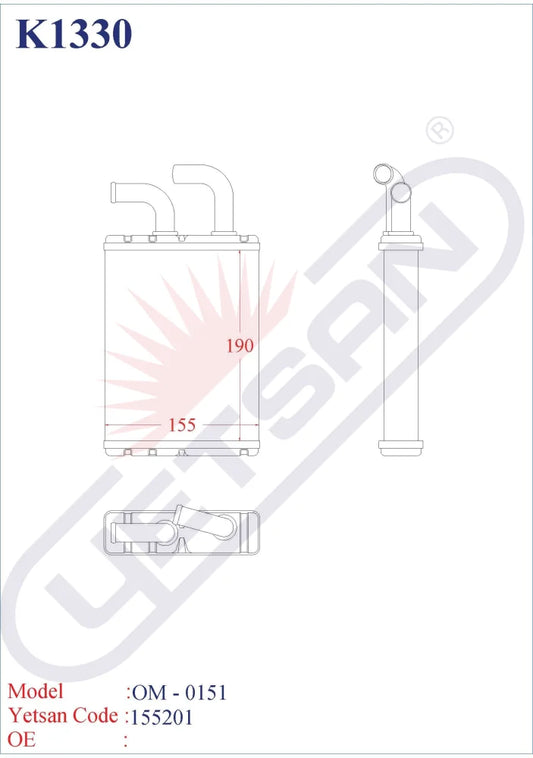 Omega Om - 0151 Heater Core