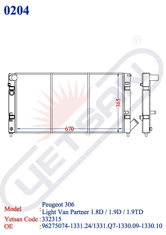 Peugot Light Van Partner - 306 1.8D / 1.9D 1.9Td