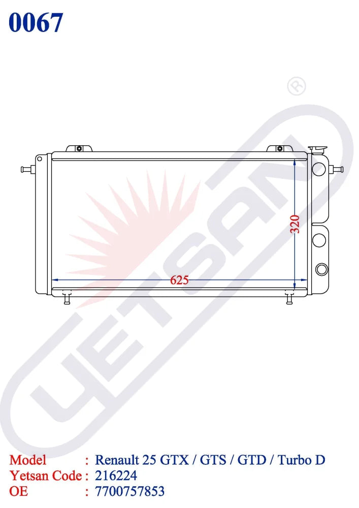 Gse25 Radiator RENAULT 25 GTX / GTS / GTD / Turbo D – Yetsan Catalog