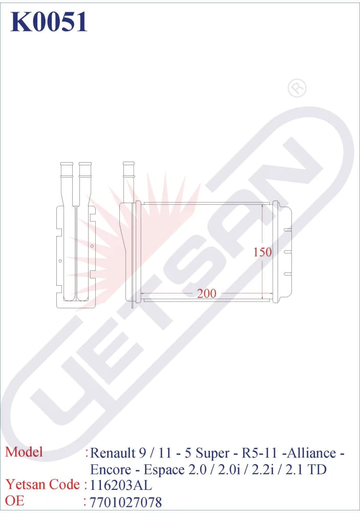 Renault 9 / 11 - 5 Super 1.0 1.1 1.2 1.4 Turbo 1.4I 1.7 1.7I R5-11 1.6D Alliance Encore Espace 2.0