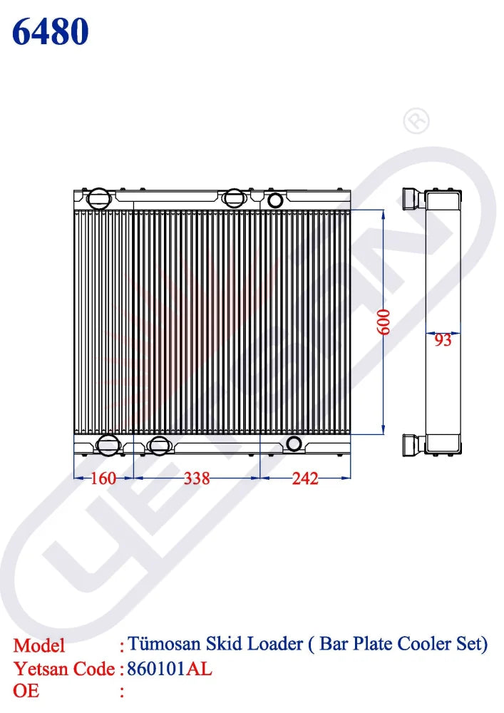 Tumosan Skid Loader Bar Plate Cooler Set