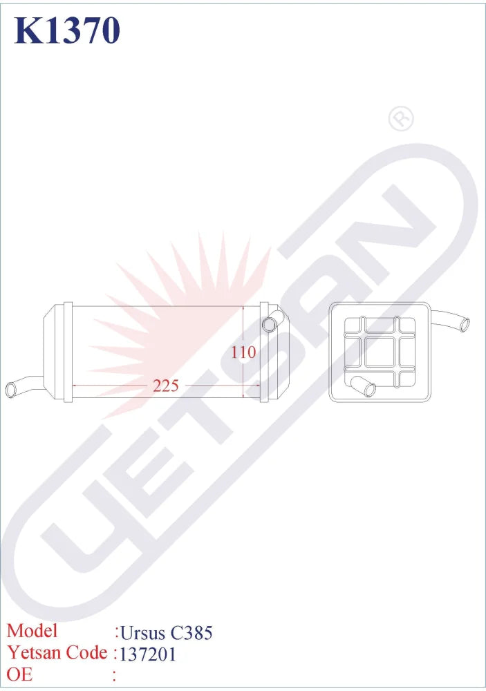 Ursus C - 385 Heater Core (Oe:80 371 902)